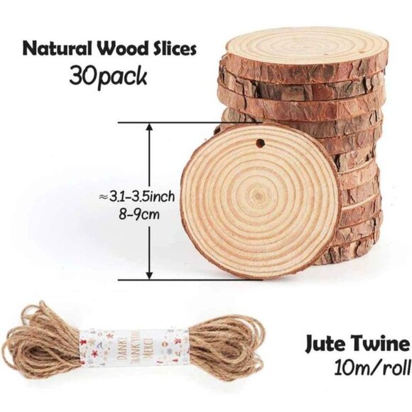 Natural Wood Slices 30Pcs 3.1''-3.5'' - Picture 10 of 10